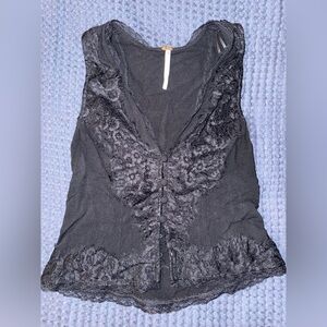 Free People Elena Lace Trim Tank Top